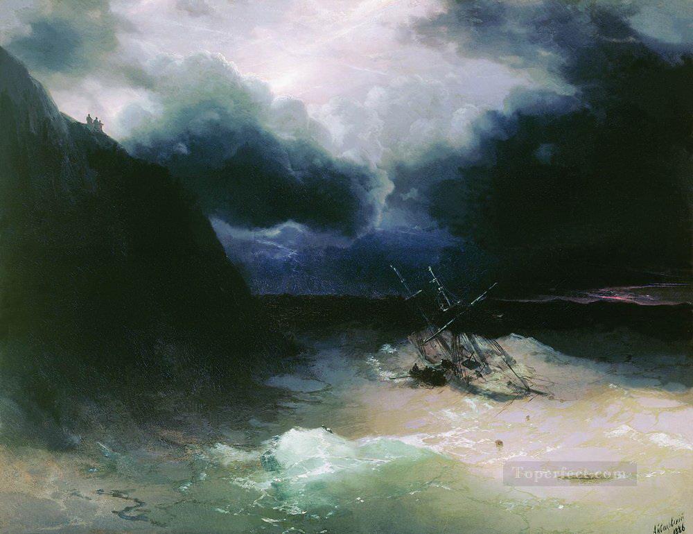 嵐の中の航海 1881 ロマンチックなイワン・アイヴァゾフスキー ロシア油絵